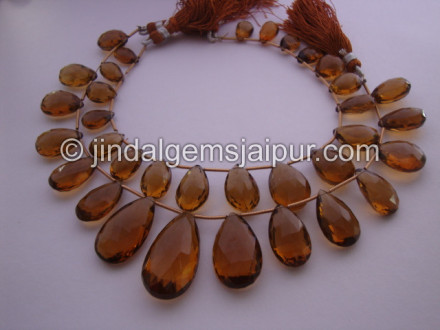 Cognac Quartz Faceted Pear Shape Beads